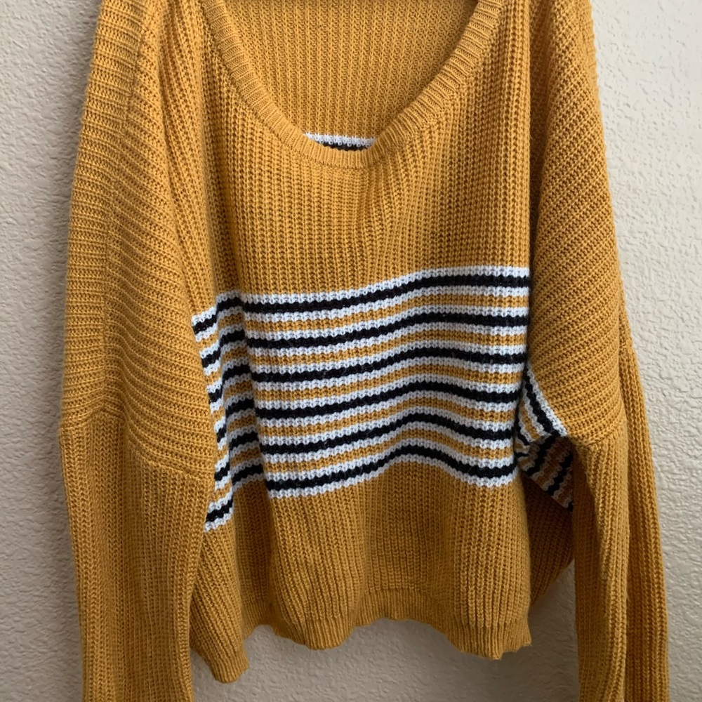 mustard yellow stripe sweater